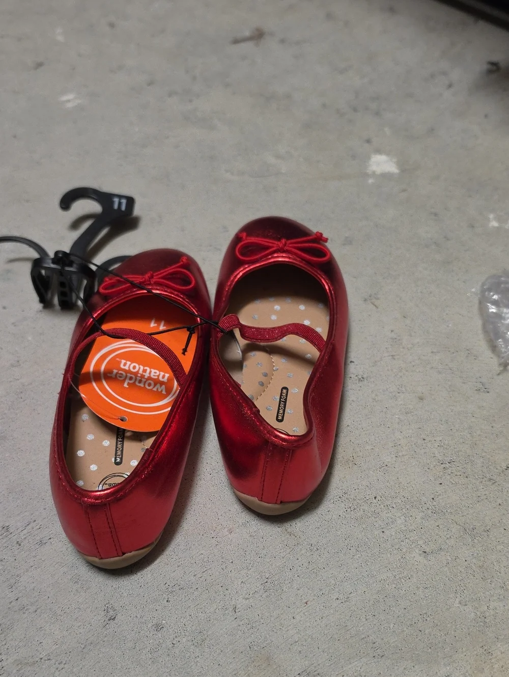 Nwt wonder nation Red Girls' Shimmer Ballet Flats with Bow